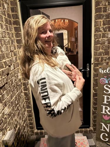 Pawrade customer Lisa C. with their Boston Terrier puppy