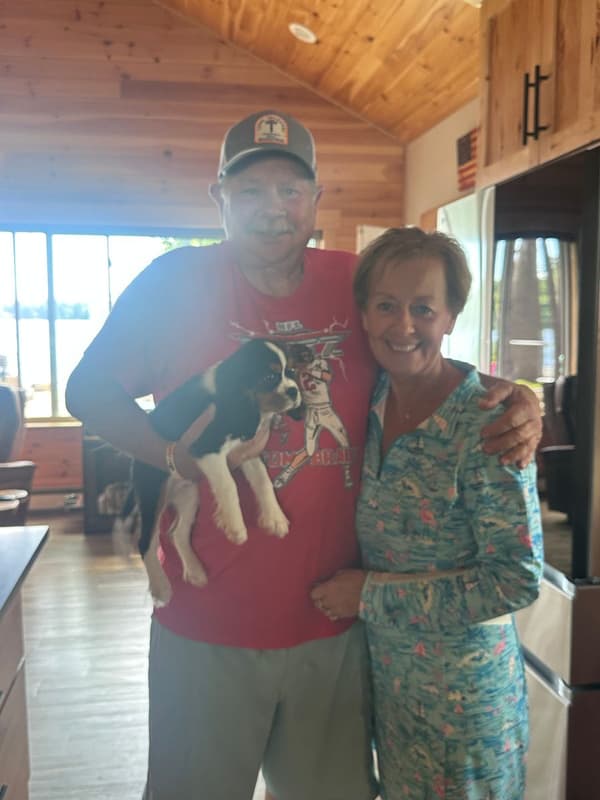 Sandy M. with Gerry, a Cavalier King Charles Spaniel puppy