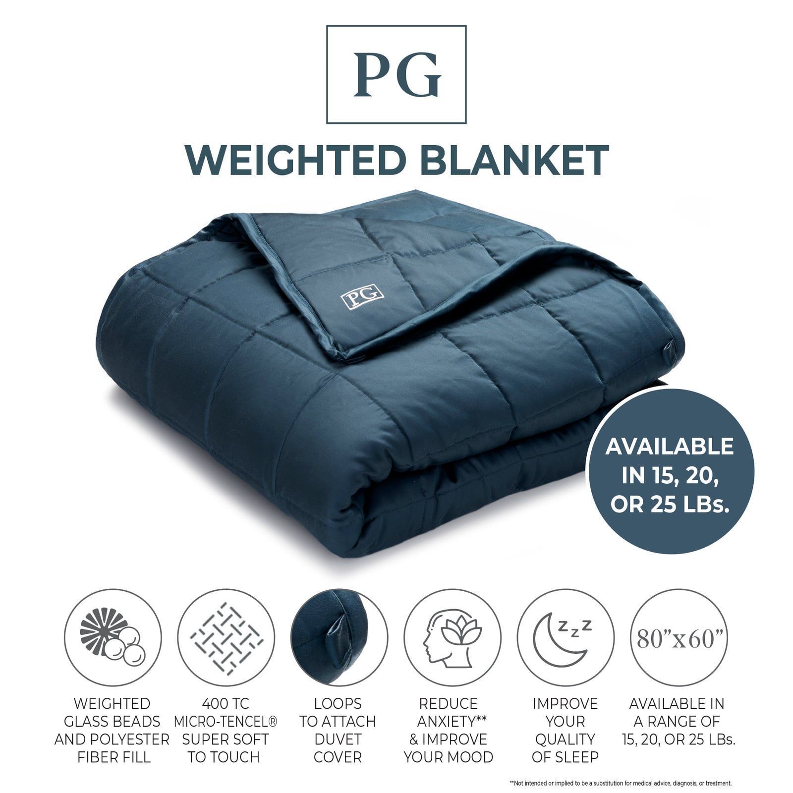 Pillow Guy Weighted Anti-Anxiety Blanket, 20 outlet lbs 80