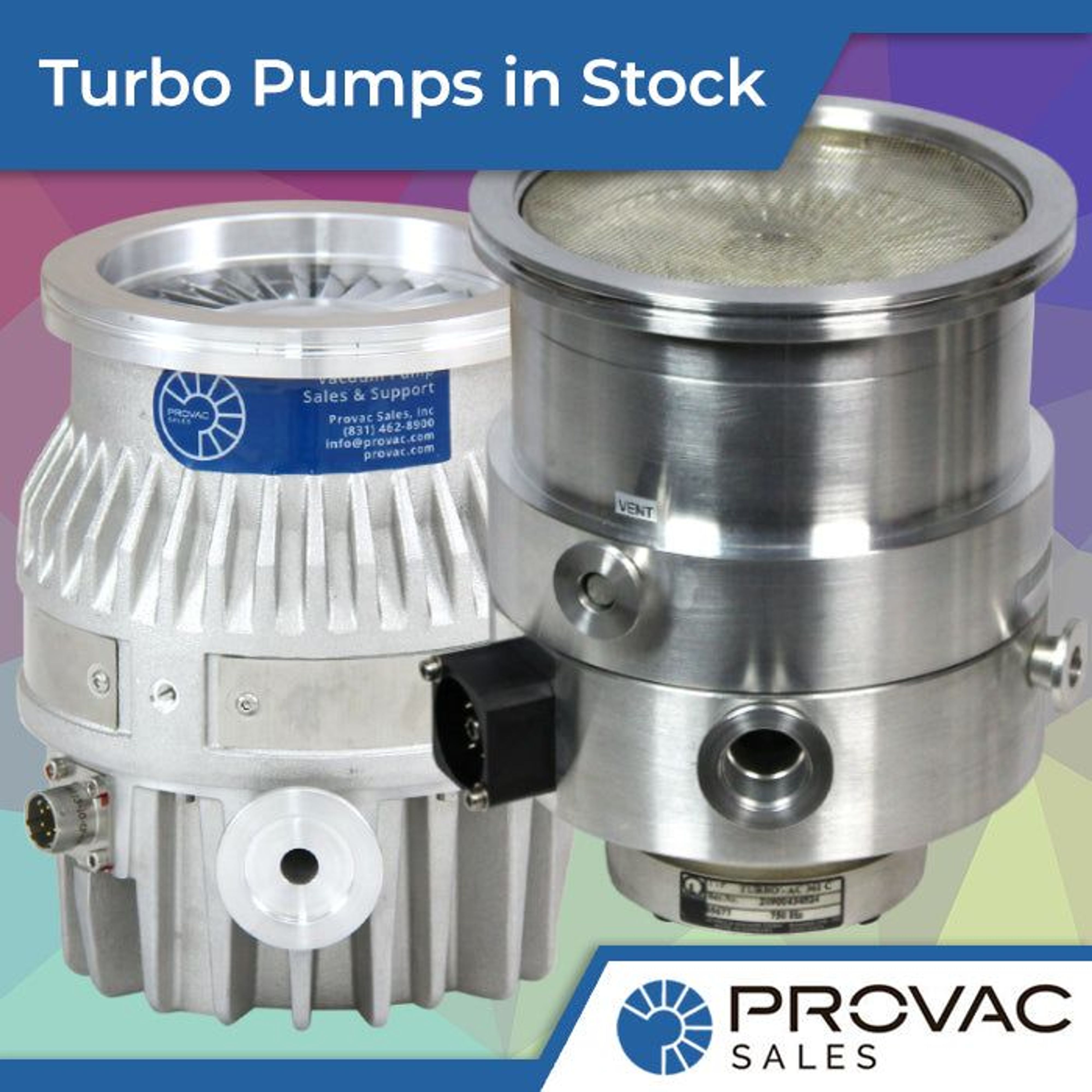 Varian TV-301 & Leybold TMP-361C Turbo Pumps In Stock Background