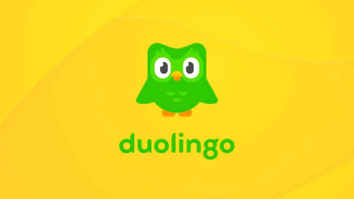 coruja verde em fundo amarelo evidenciando o mascote do duolingo