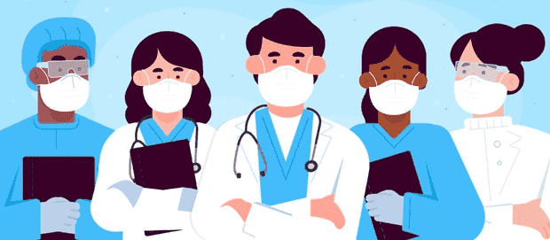 ilustração de profissionais da área da saúde