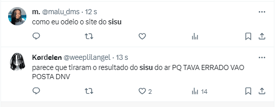 problemas no resultado do Sisu