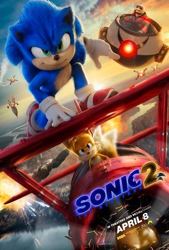 Imagem da capa do filme Sonic 2; 10 filmes infantis de 2022 para assistir com as crianças