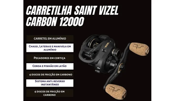 Carretilha Saint Vizel Carbon 12000 - Esquerda (MOSTRUÁRIO)