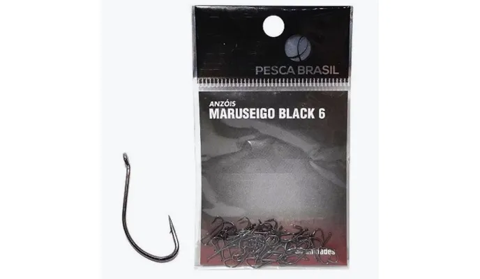 KIT 10 Anzol Pesca Brasil Maruseigo Black 06 (MOSTRUÁRIO)