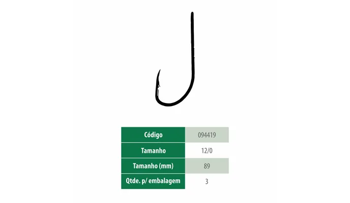Anzol Baitholder Black 12/0 Pesca Brasil para água doce ou salgada (Mostruário)