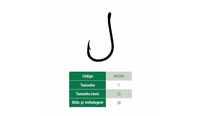 Anzol Chinu Black 7 Pesca Brasil (Caixa c/ 17pct. - 20 un.) (Mostruário)