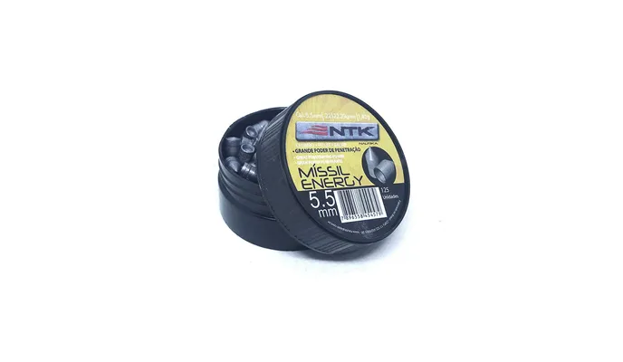 Chumbinho Míssil Energy 5,5 mm TAG com grande poder de penetração - 125 peças (Mostruário)