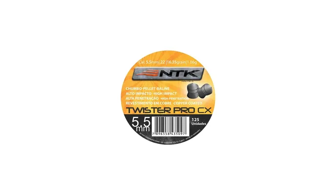 Chumbinho Twister 5,5 mm TAG impacto -125 peças (MOSTRUÁRIO)