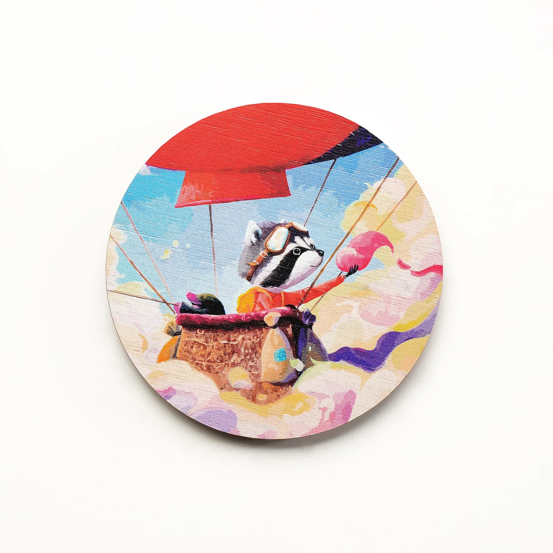 Магніт дерев'яний «Єнотик Бо і куля»