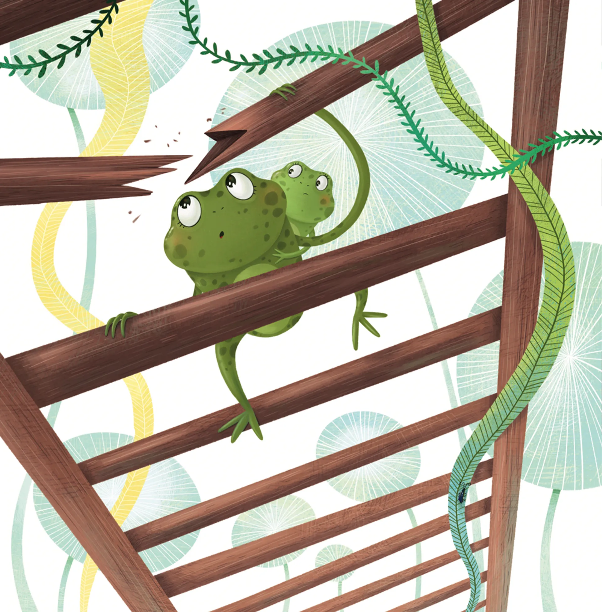 Лізла жаба по драбині