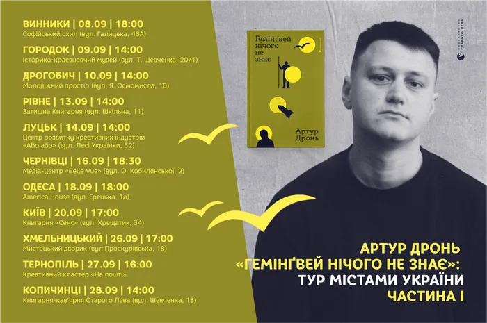 Артур Дронь та «Гемінґвей нічого не знає»: тур містами України. Частина І