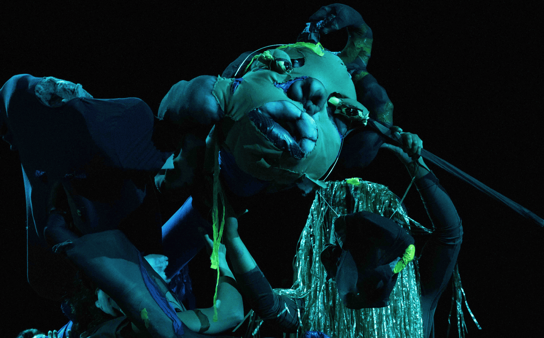 Photo of Latefa Wiersch, Dandara Modesto, and Rhoda Davids Abel performing Neon Bush Girl Society