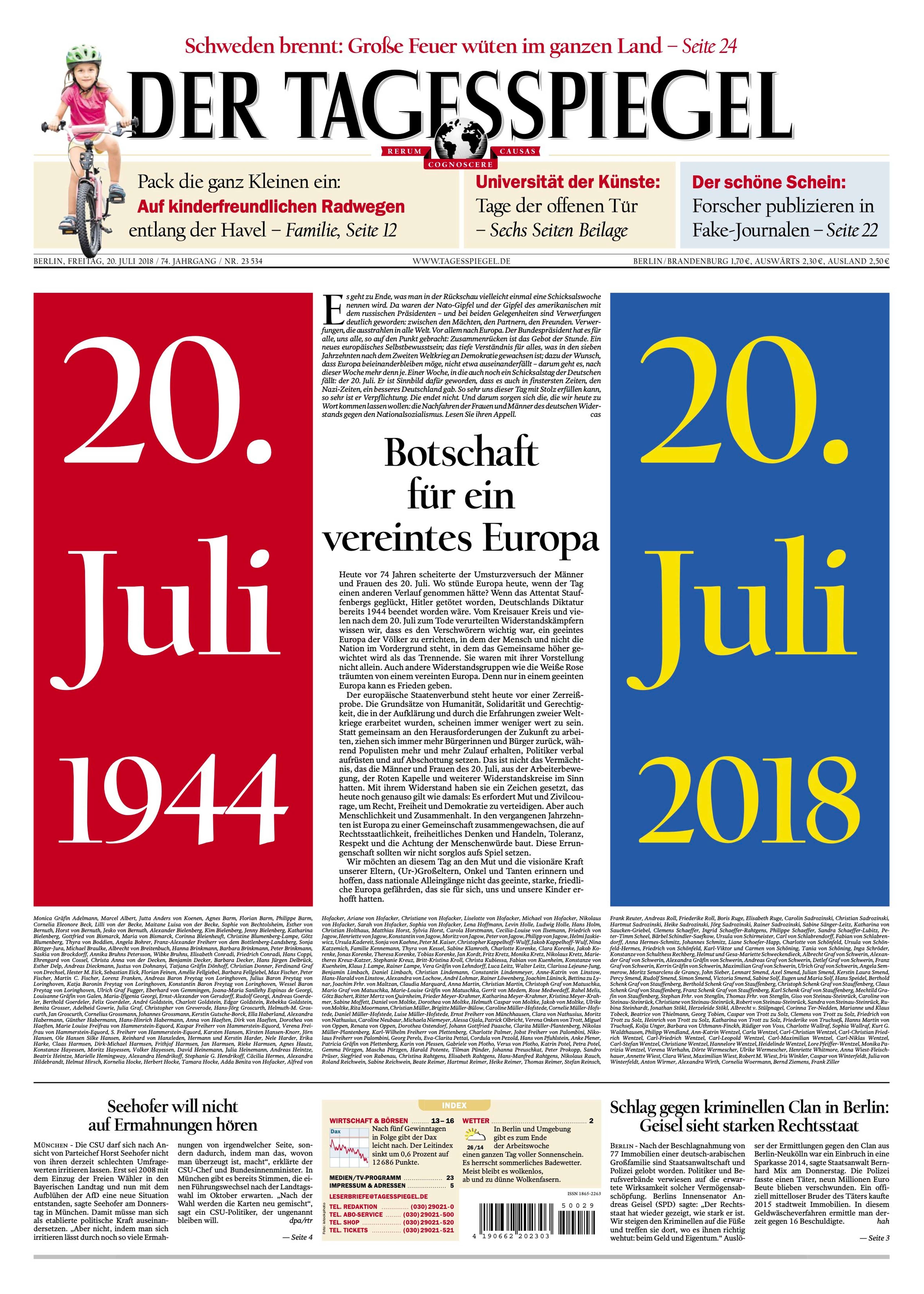 Aufruf im Tagesspiegel vom 20.08.2018