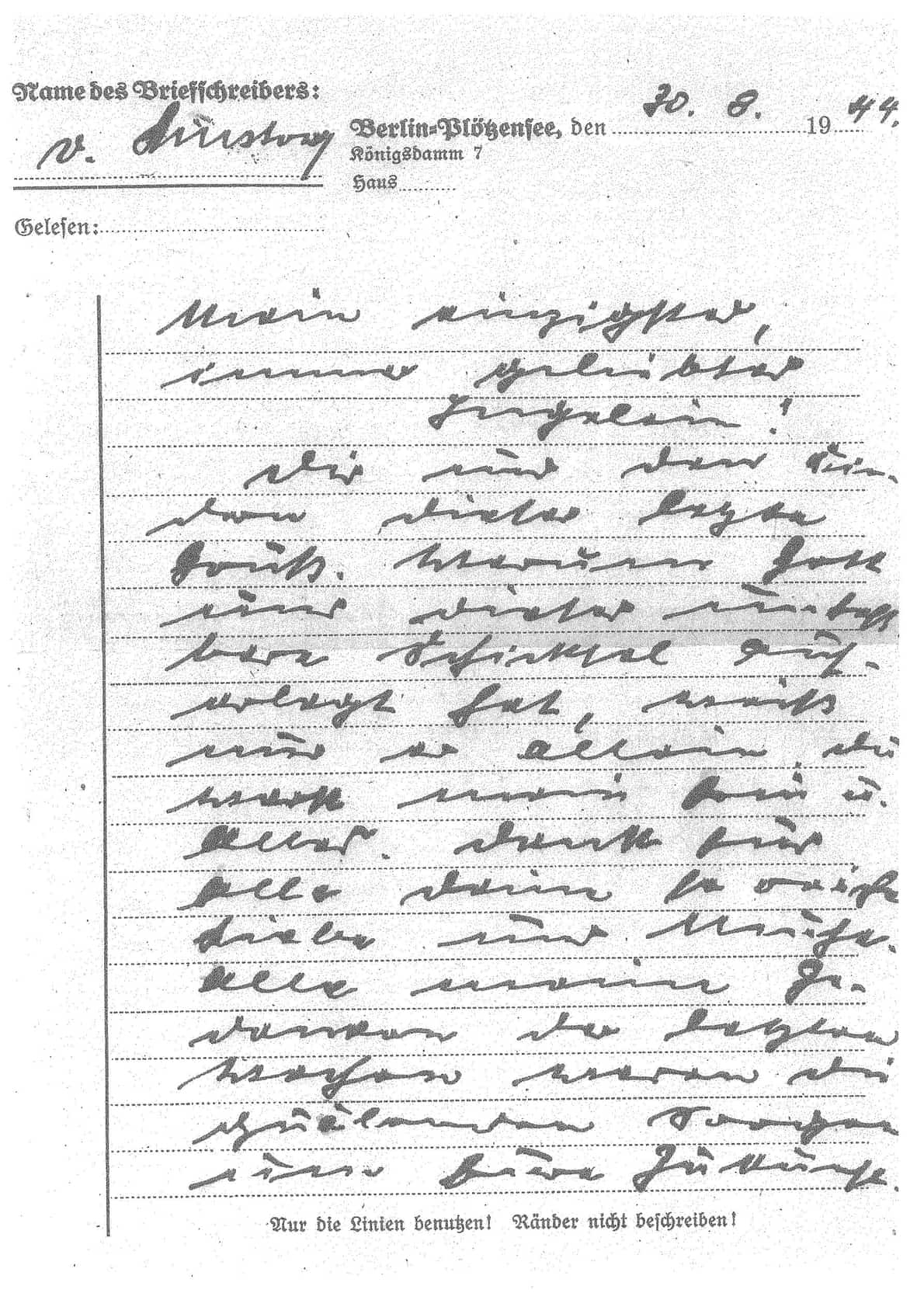 Abschiedsbrief vom 20.08.1944