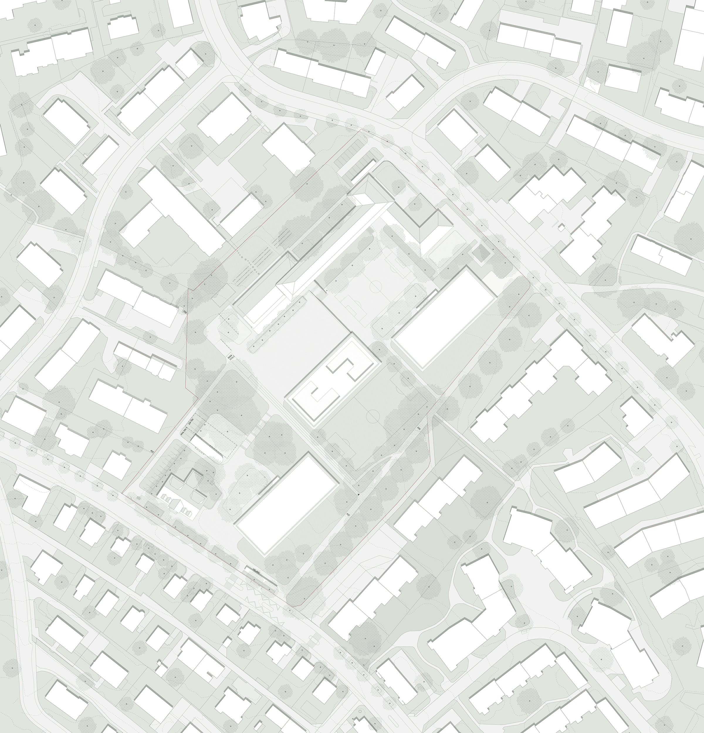 Schulhaus triemli in der ey vetterschmid situation mit hintergrund