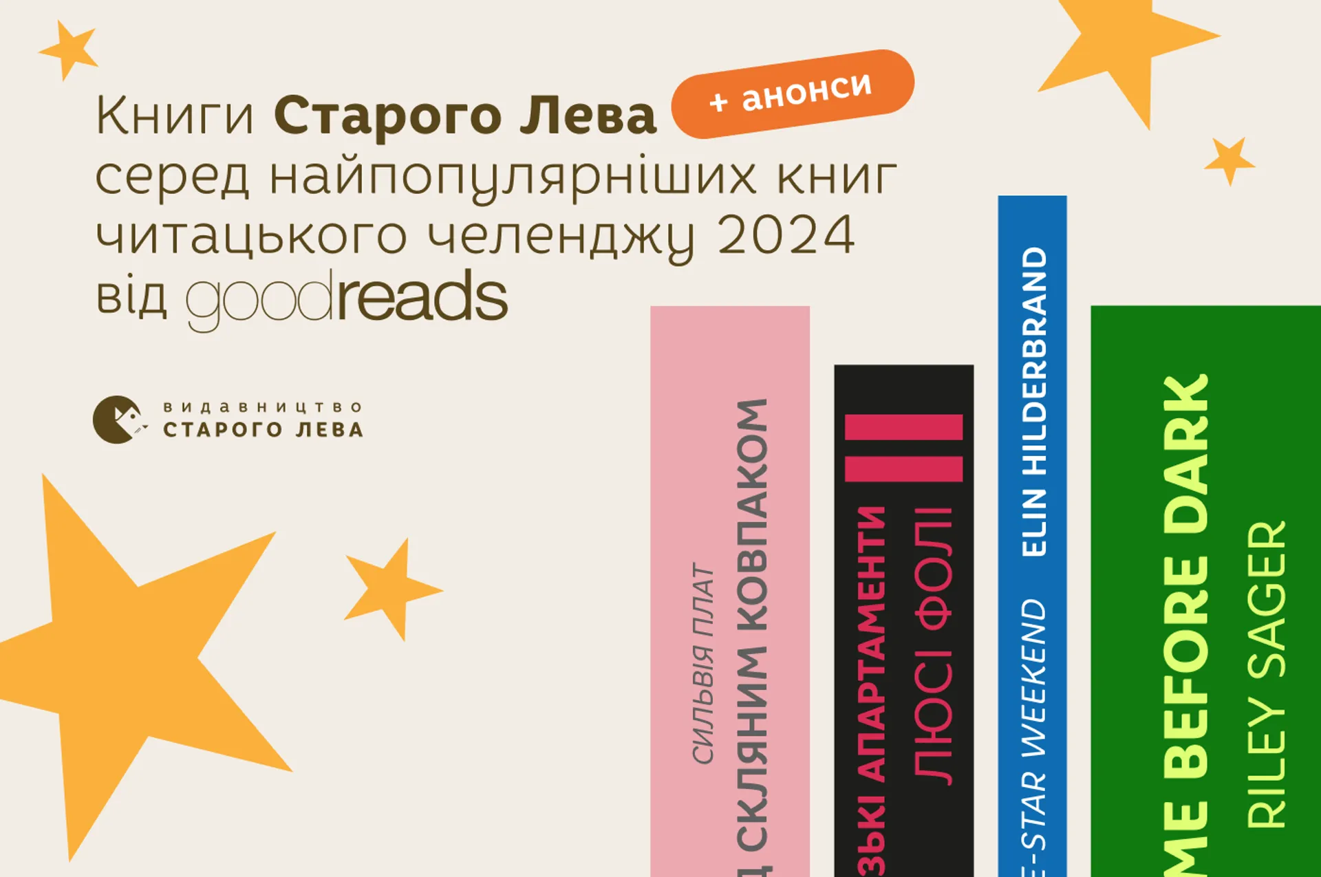 Книги Старого Лева серед найпопулярніших книг читацького челенджу 2024 від Goodreads