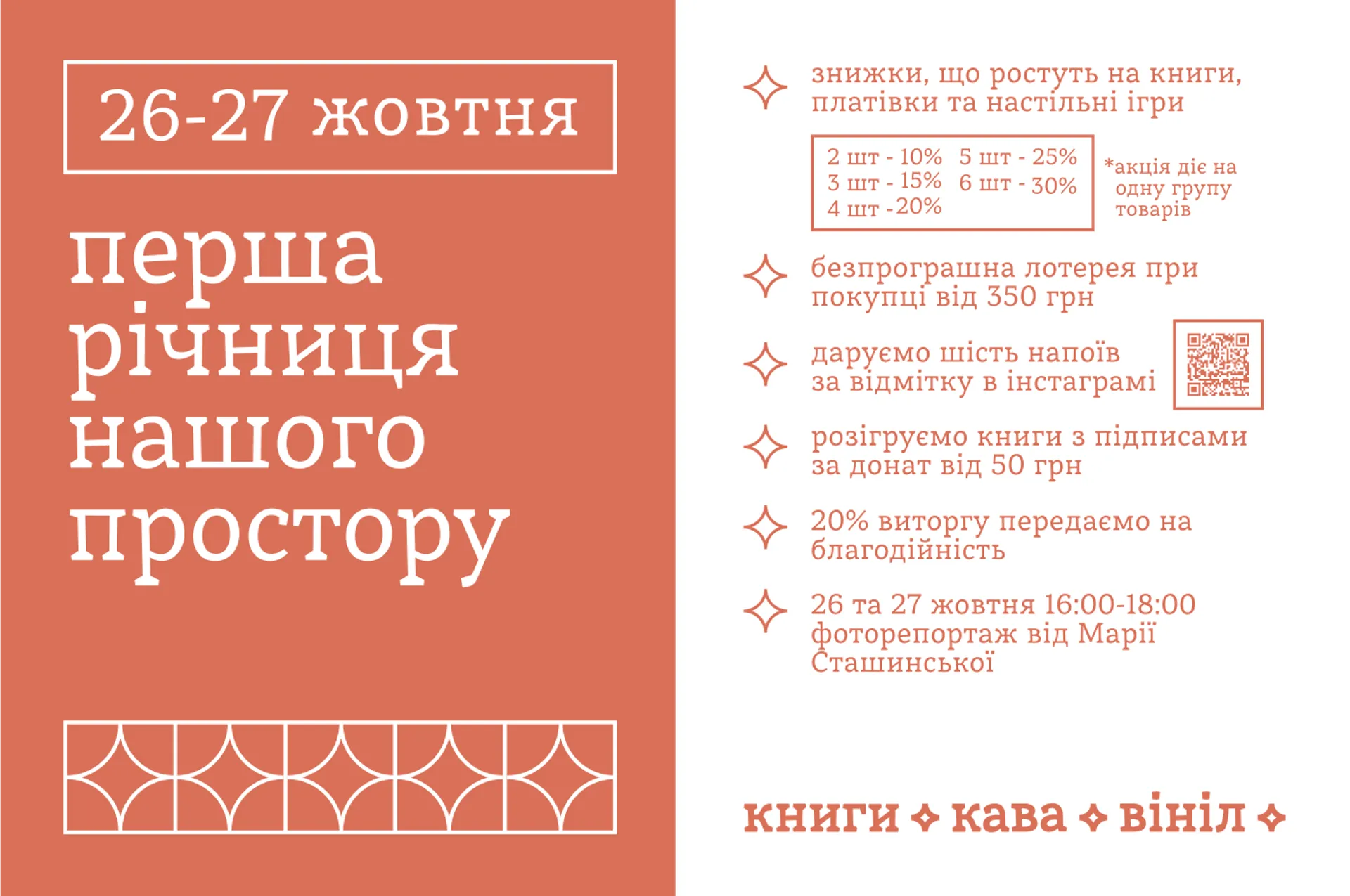 Святкуємо першу річницю Трамвайчика «книги. кава. вініл.» на вулиці Підвальній, 13