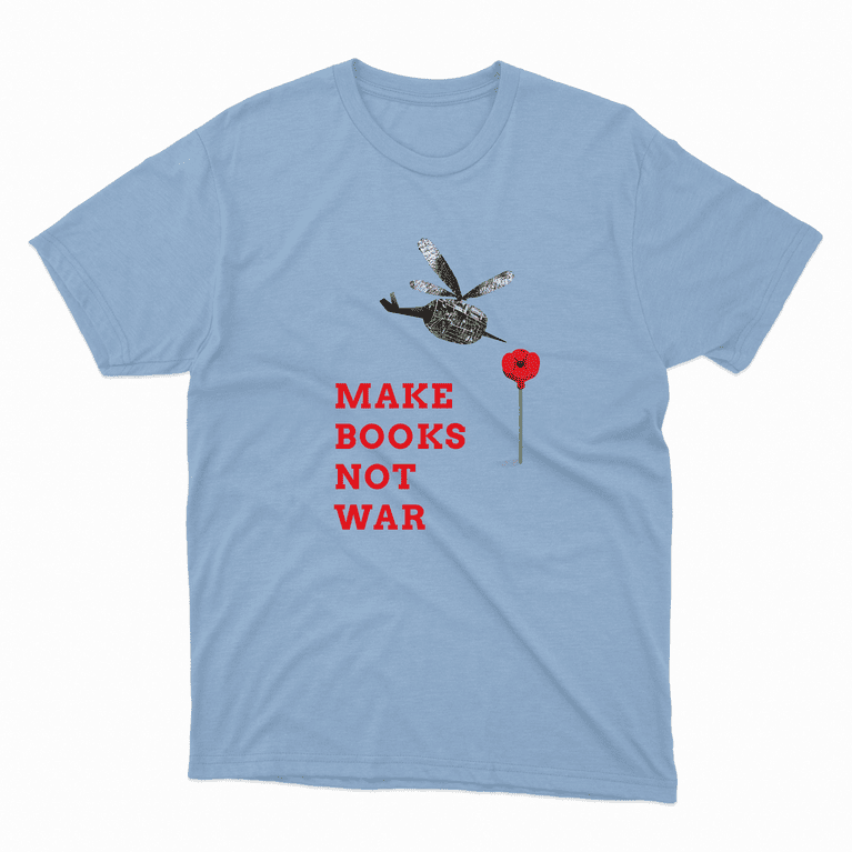 Футболка блакитна «Make books not war» S