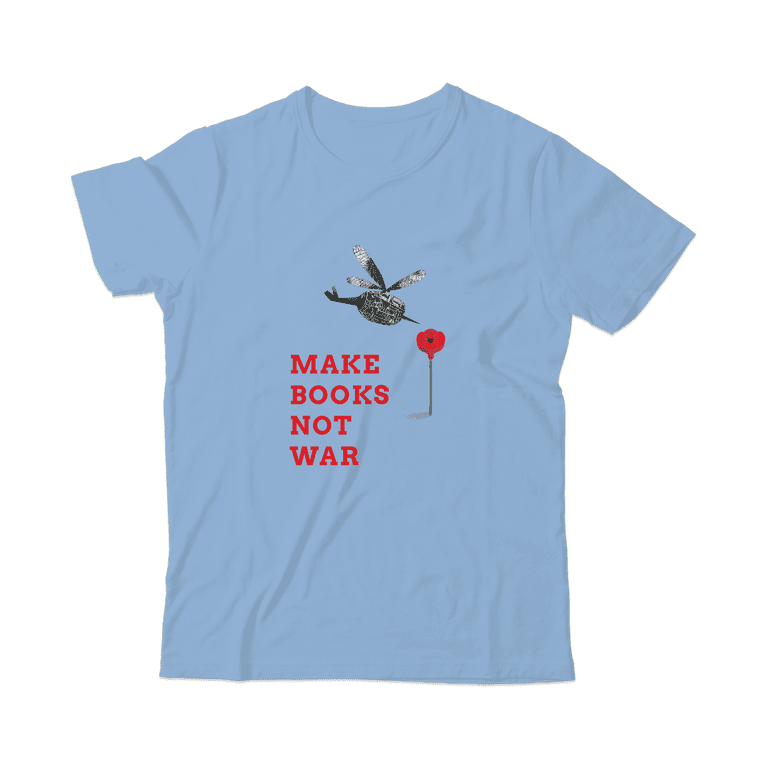 Футболка дитяча блакитна  «Make books not war» 5-6