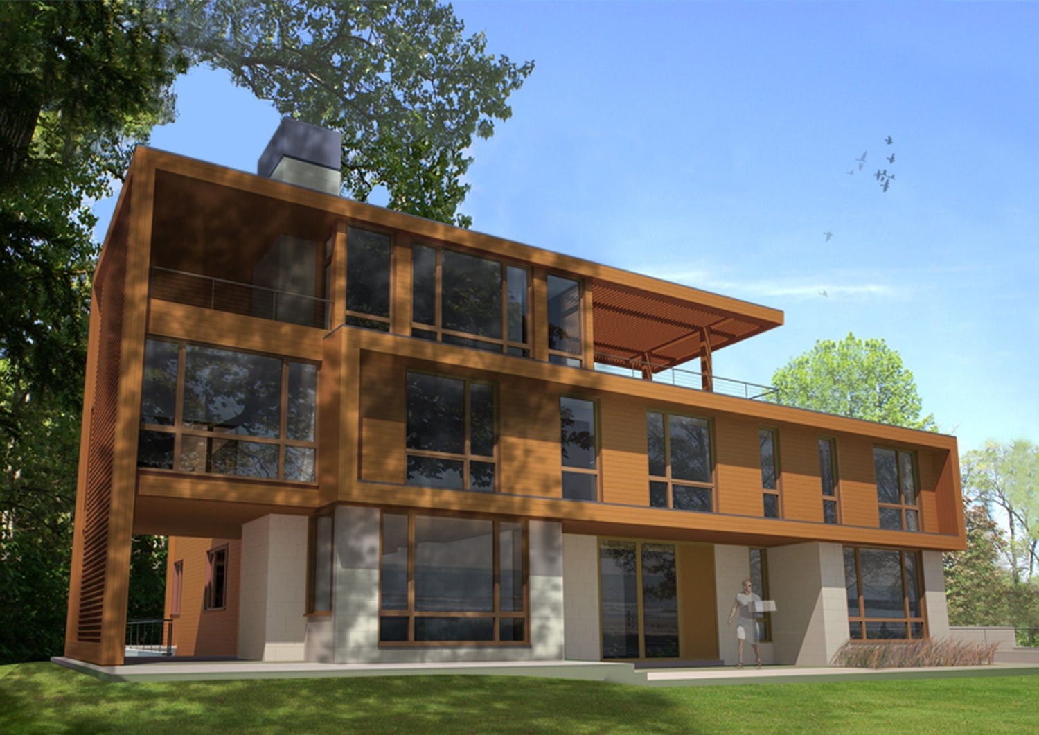 East Elevation At Fireplace Corner