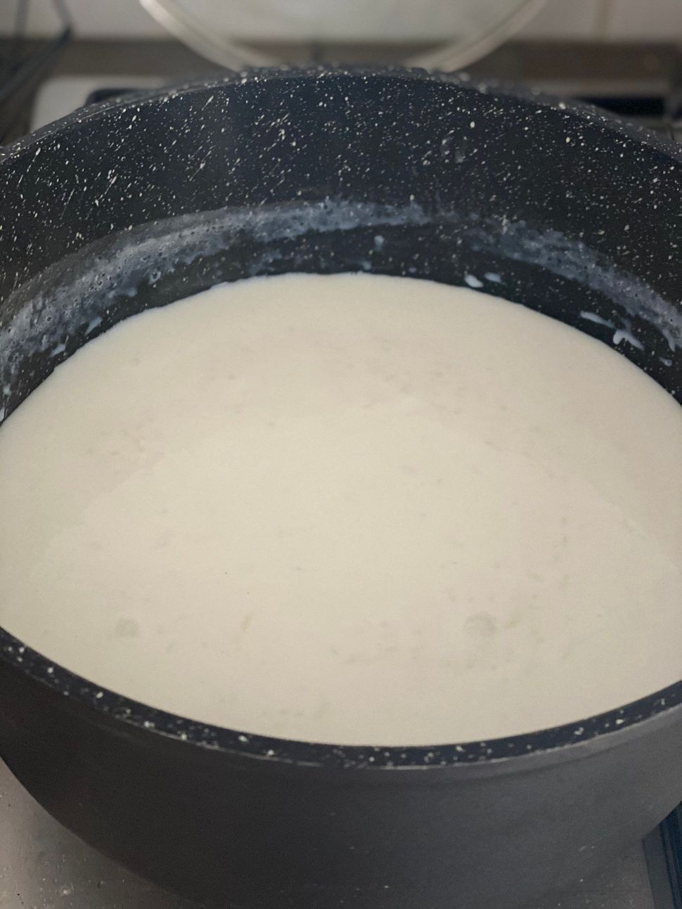 בישול פודינג אורז עם חלב בסיר