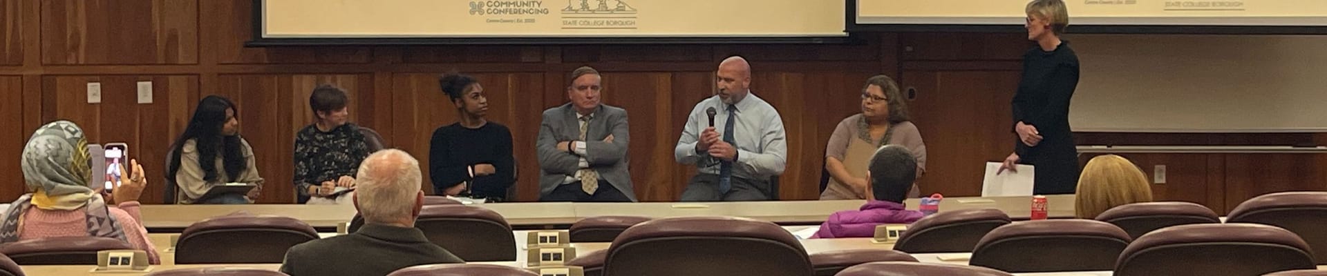 People gathering in MLK Plaza