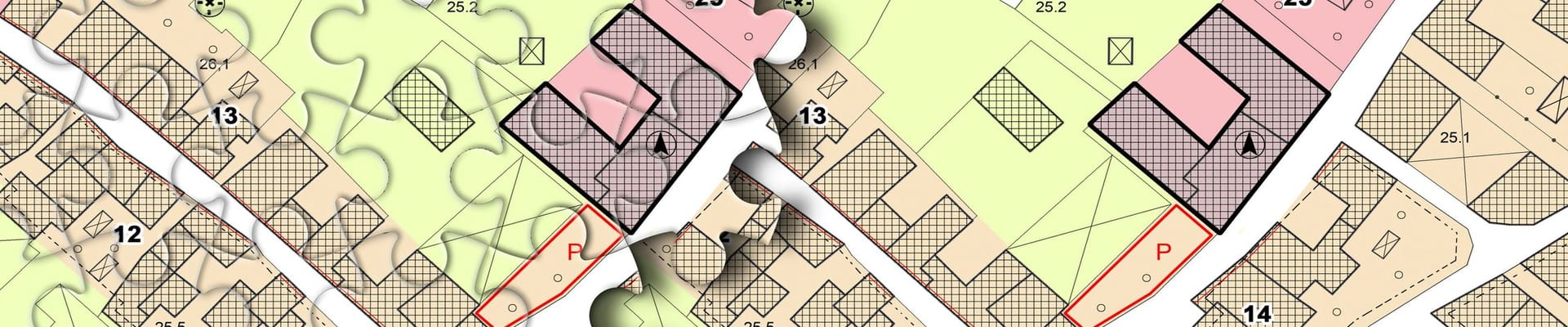Land use map in puzzle pieces