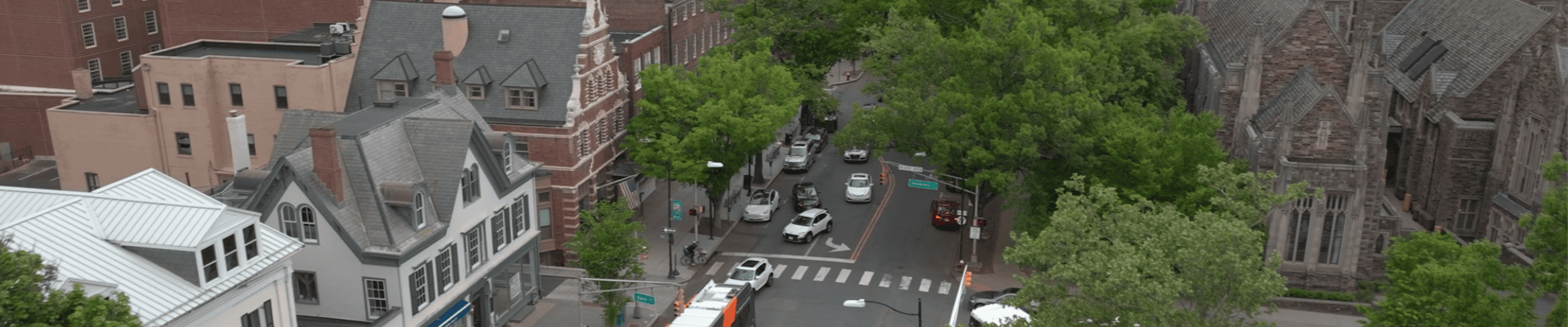 drone image of nassau street 