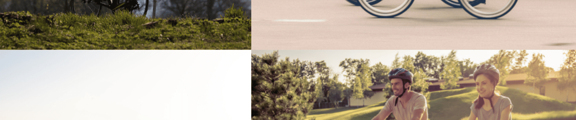 Various images of people cycling 