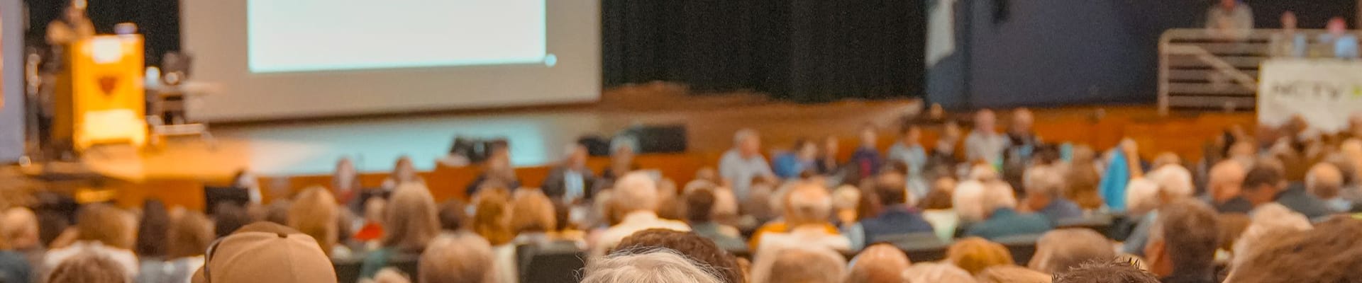 Town residents in the auditorium