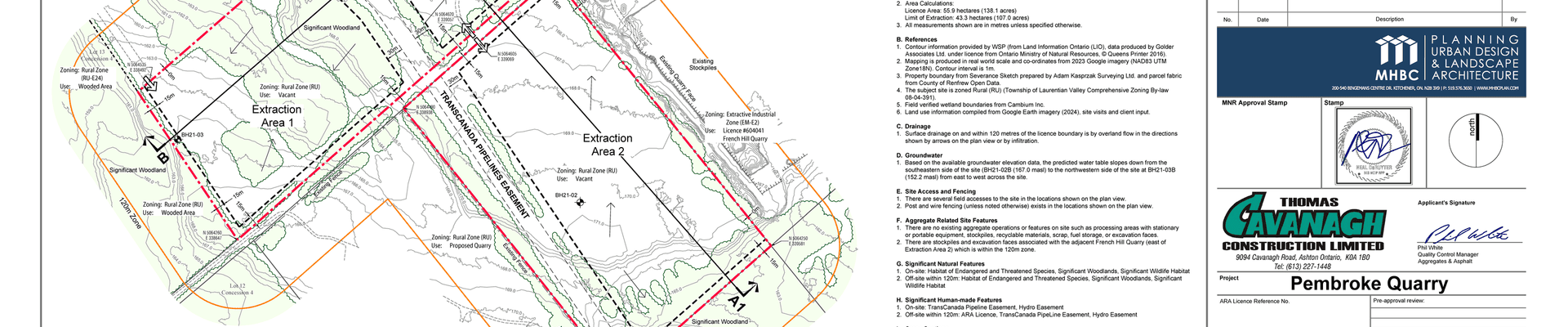 Existing Features Plan Cavanagh Quarry