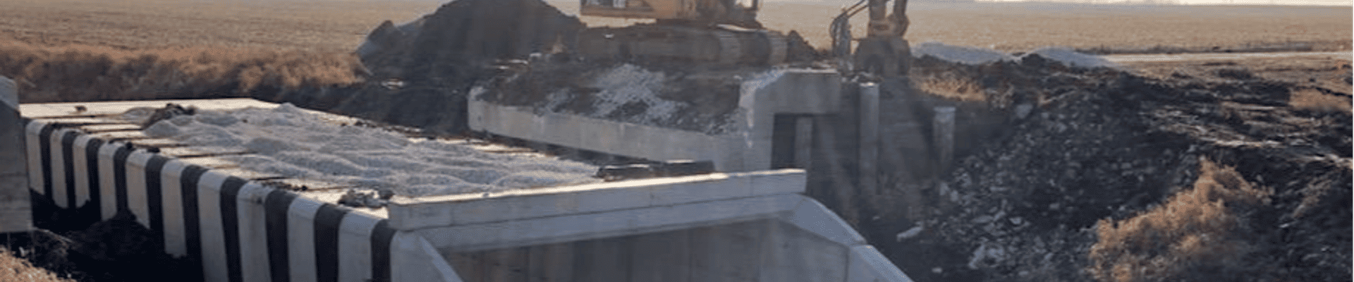 Construction site at Pecan Creek with concrete box