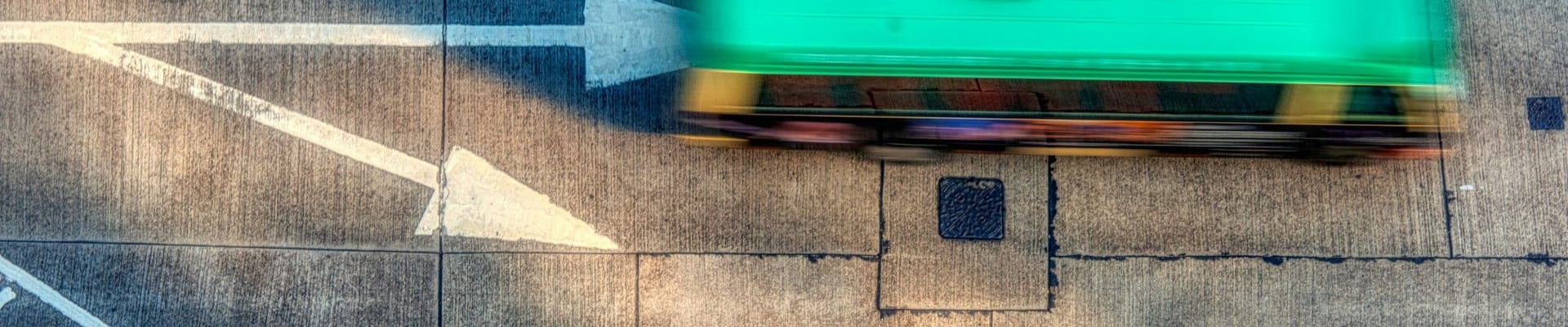 bus driving on the road, from above