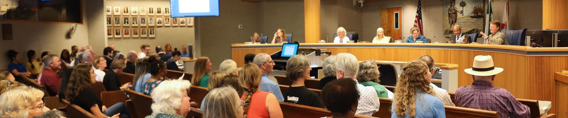 crowd at a commission meeting