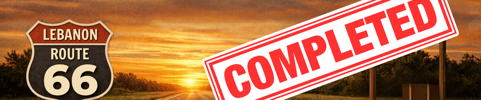 Route 66 graphic with completed message