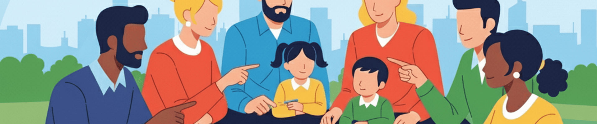 image of community members sitting together and talking