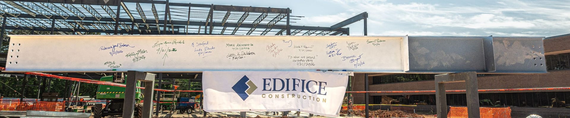 Beam with signatures at Sanford NC municipal complex