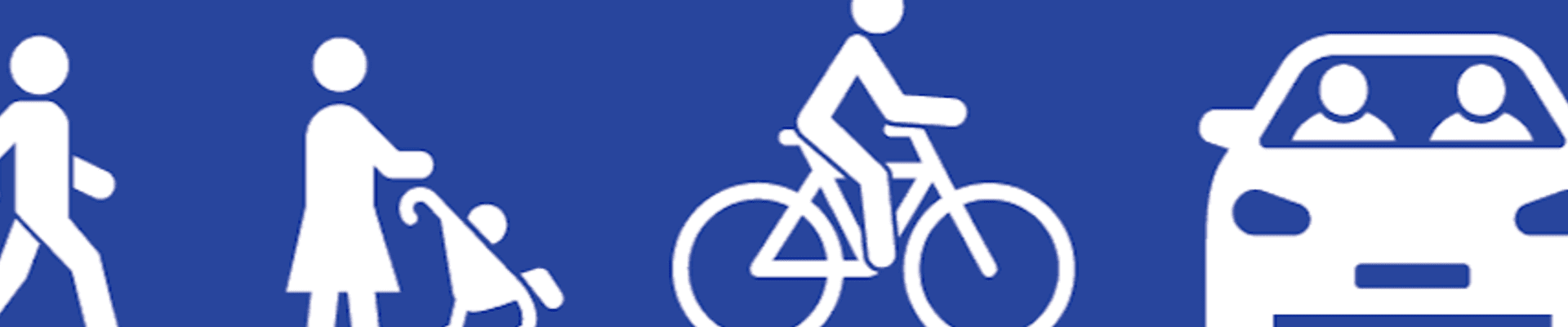 Graphic of people walking and a car driving