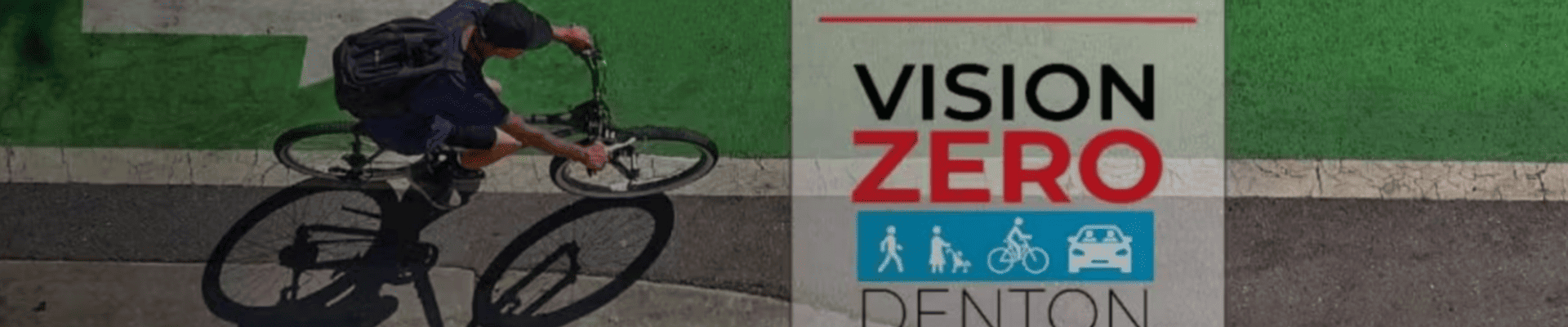 Denton Vision Zero Logo with patron on bicycle