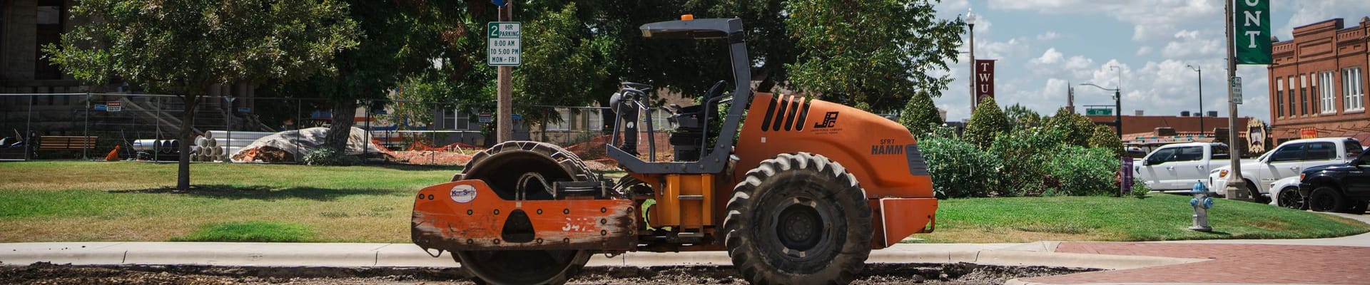 Construction truck working on street