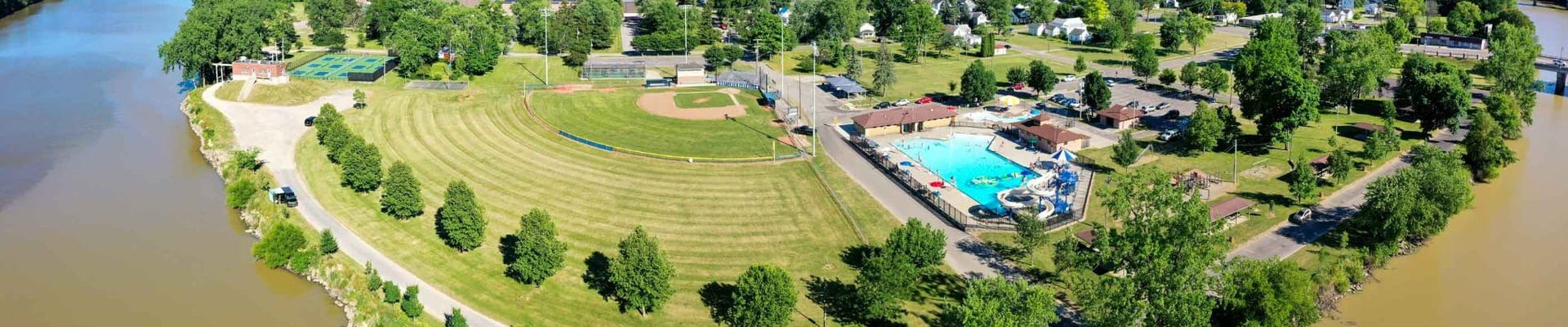 Aerial view of Kingsbury Riverfront Park