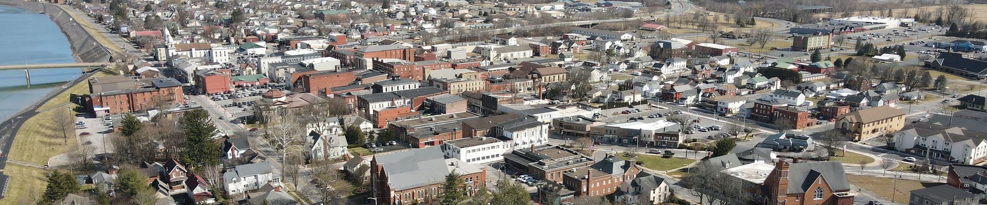 aerial image showing buildings in the city