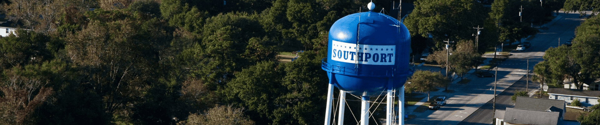 aerial view of the southport water tower over Howe Street