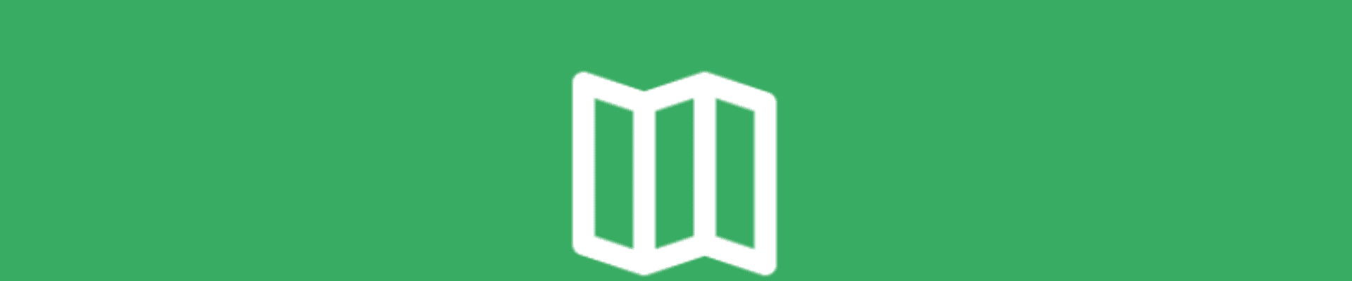 white map icon on a dark green background