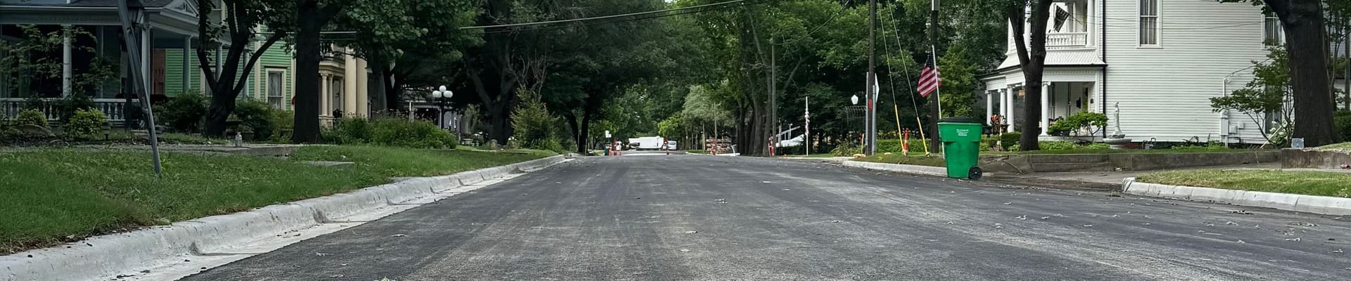 Picture of freshly paved street. 
