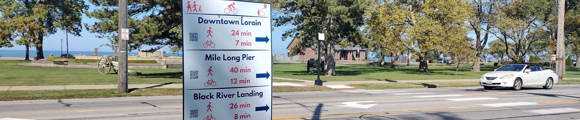 Example of wayfinding signage directing road users to Black River Reservation Day's Dam 