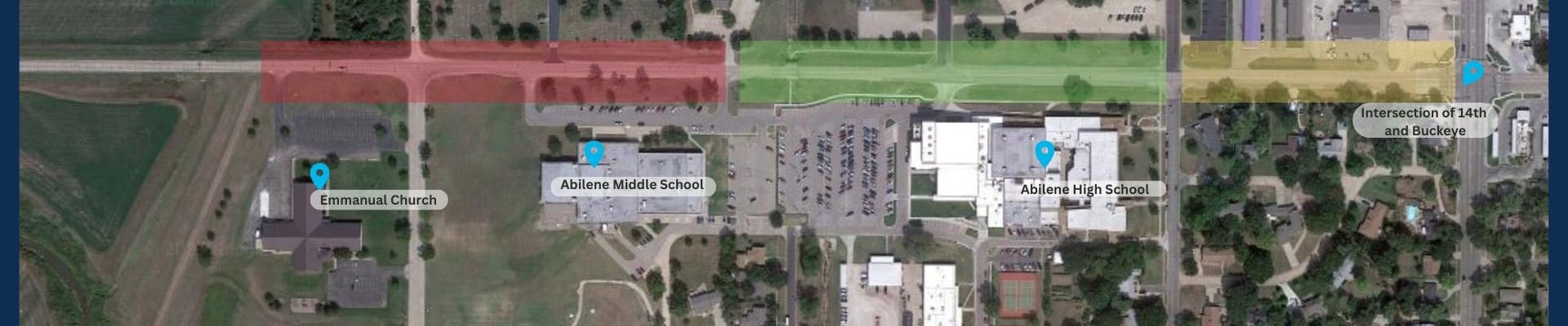 Aerial view of 14th street looking west