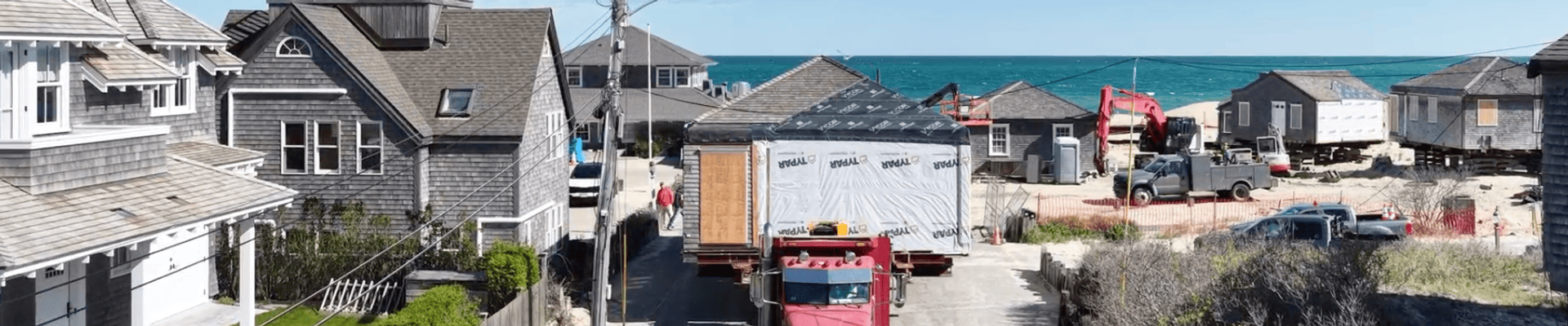 Aerial shot of a house move